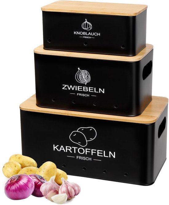 Aardappelen, Uien en Knoflook Bewaarpotten voor de Keuken