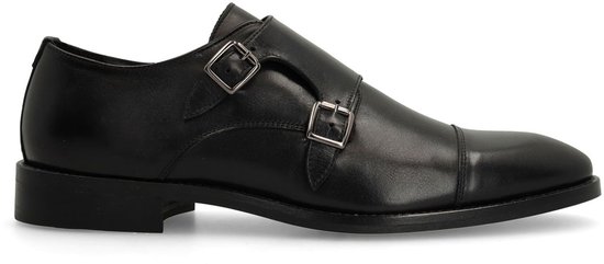 Manfield - Homme - Chaussures à boucle en cuir noir - Taille 42