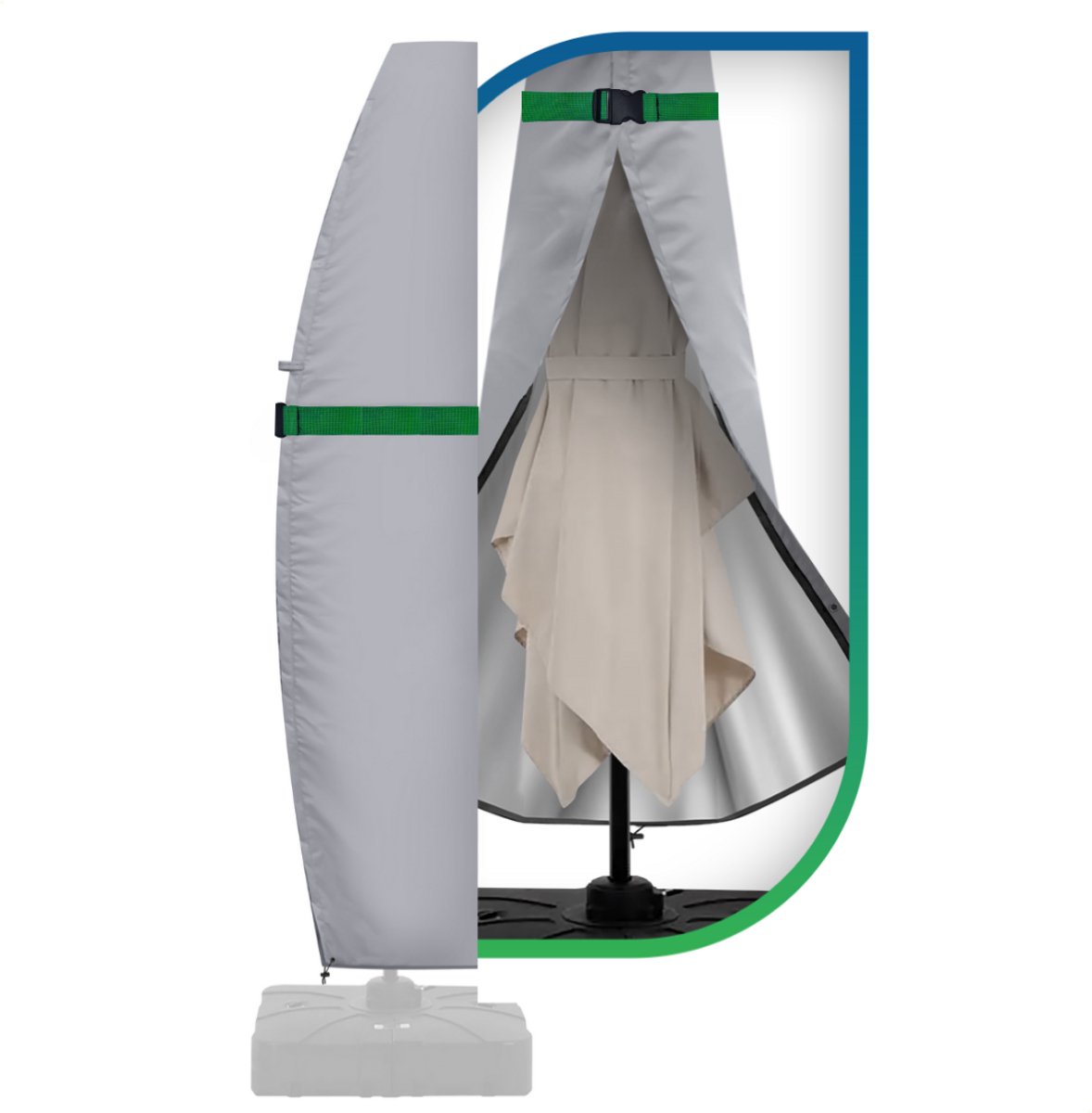 beljardin Parasolhoes voor Zweefparasol 260x40 cm – inclusief montage Stok en Opbergtas – Oxfort 410D - Zilver/Grijs - Waterdicht