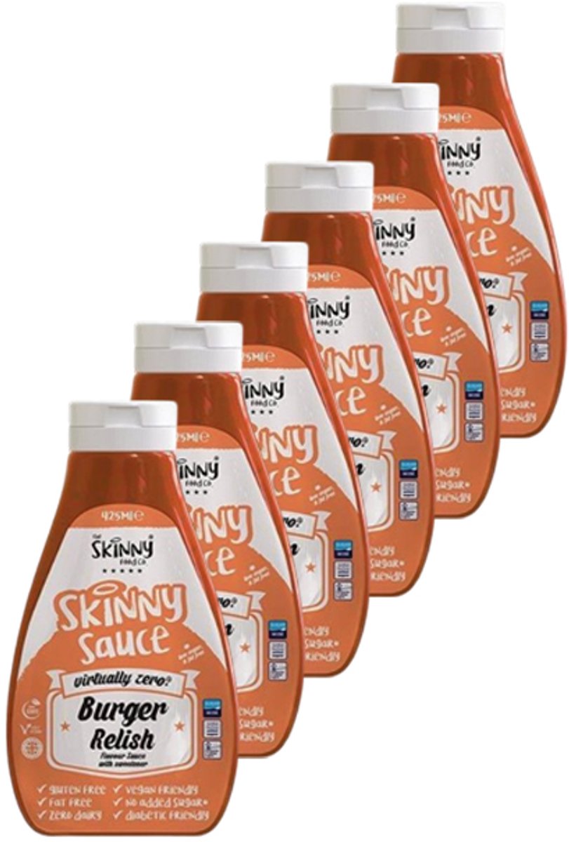 Skinny Food Co | Zero Calorie Sauce | Burger Relish | 6 stuks | 6 x 425 ml