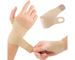 Polsbrace I Elastische Polssteun I Polsbeschermer I Sportbrace Pols I Pols Bandage Met Klittenband I Beige I 1 Stuk I One Size
