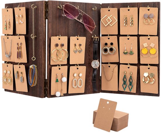 THYGIFTREE Sieradenstandaard voor verkopers, oorbelstandaard, halskettingstandaard, oorbelkaarten voor armbanden, haaraccessoires, sieradentorens