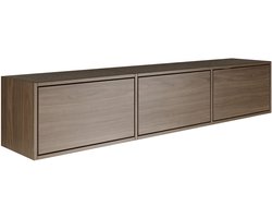 Selsey Framme – zwevend tv-meubel met drie kleppen, notenhout look, 150 cm