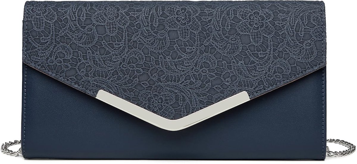 Miss Lulu Dames Clutch Bag Floral Lace Klutch Elegante Schoudertas met Ketting Envelop Handtas Klein voor Bruiloft Valentijnsdag