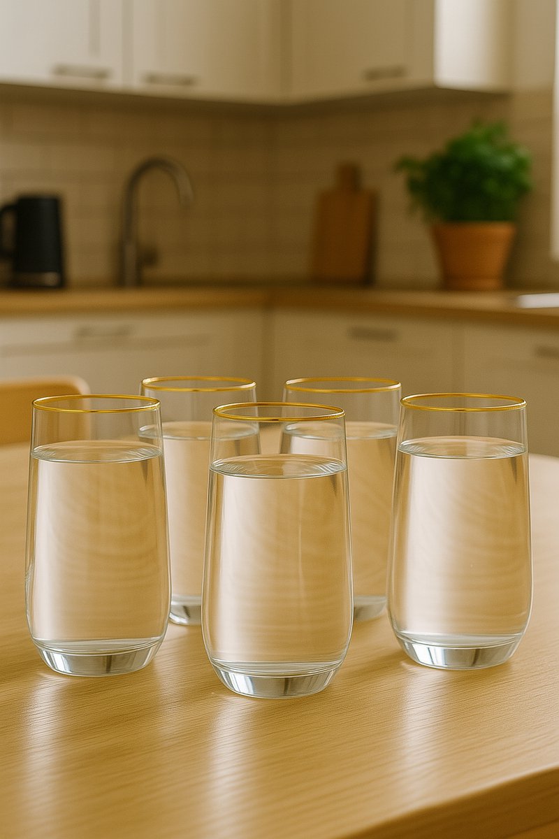 Precisie Home – Luxe Goudrand Highball Glazenset – 6 stuks – 350 ml – Kristalhelder Design