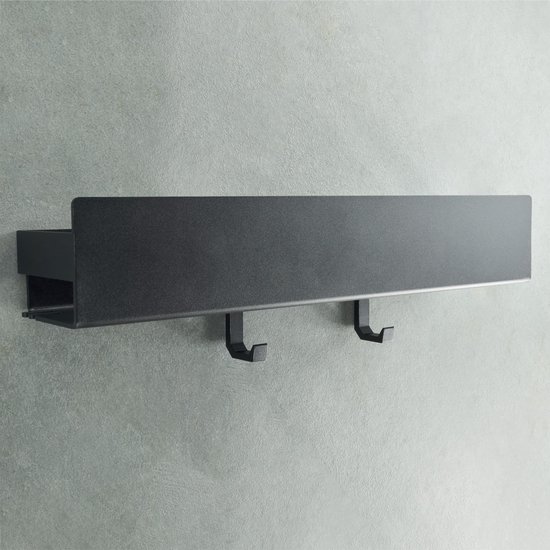 Étagère de douche sans perçage Designfabrik Hamburg | organisateur de salle de bain | Étagère de douche sans perçage | étagère de salle de bain | Étagère suspendue | étagère | Panier de douche autocollant | Étagère de douche noire 42 cm