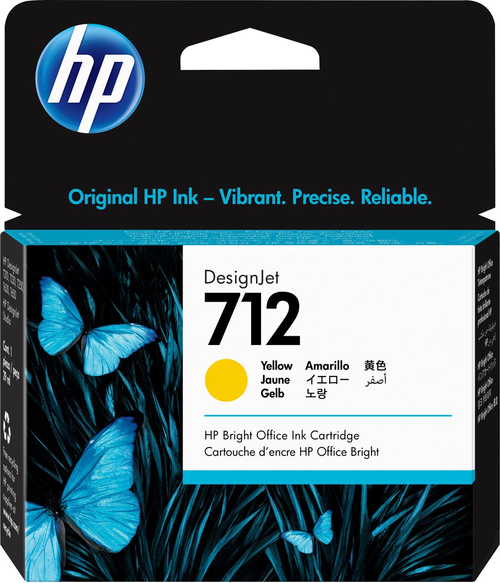 Original Ink Cartridge HP Cartucho de Tinta HP DesignJet 712 amarillo de 29 ml Yellow