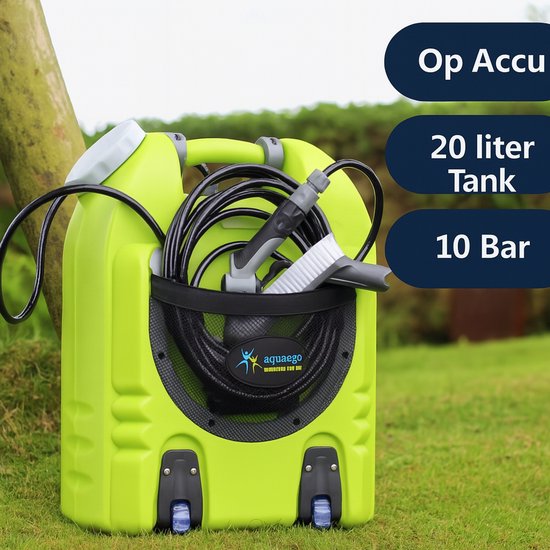 Aqua2Go GD86 Pro Draadloze Mobiele Hogedrukreiniger 20L Watertank 3-10 Bar Accu 30 min – Auto Fiets Caravan Camping