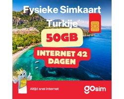 Fysieke Simkaart Turkije 50GB | 42 Dagen | Supersnel 4G | Start bij Aankomst