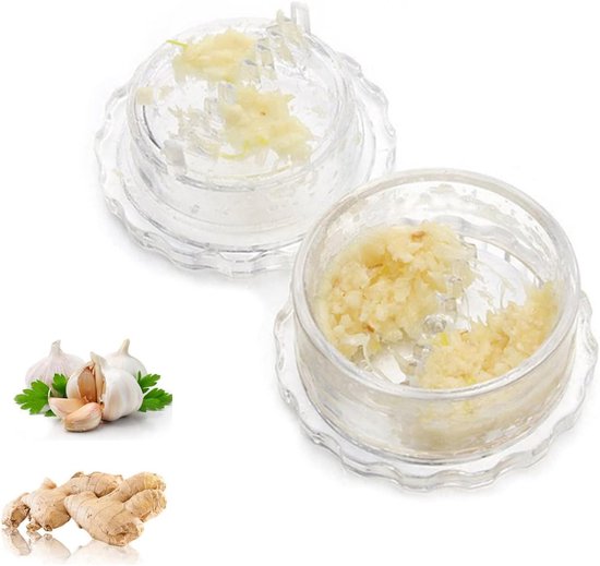 Knoflook Twister - Knoflookpers - Garlic Press - Geschikt Voor Knoflook - Handmatige Knoflookpers - Kruidenmolen - Gemberpers - Vaatwasserbestendig - Transparant - Gemakkelijk Versnipperen - Veelzijdig - Zilver