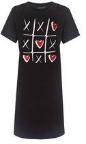Temptation Dames Bigshirt - Puzzel Print - Zwart - Maat L