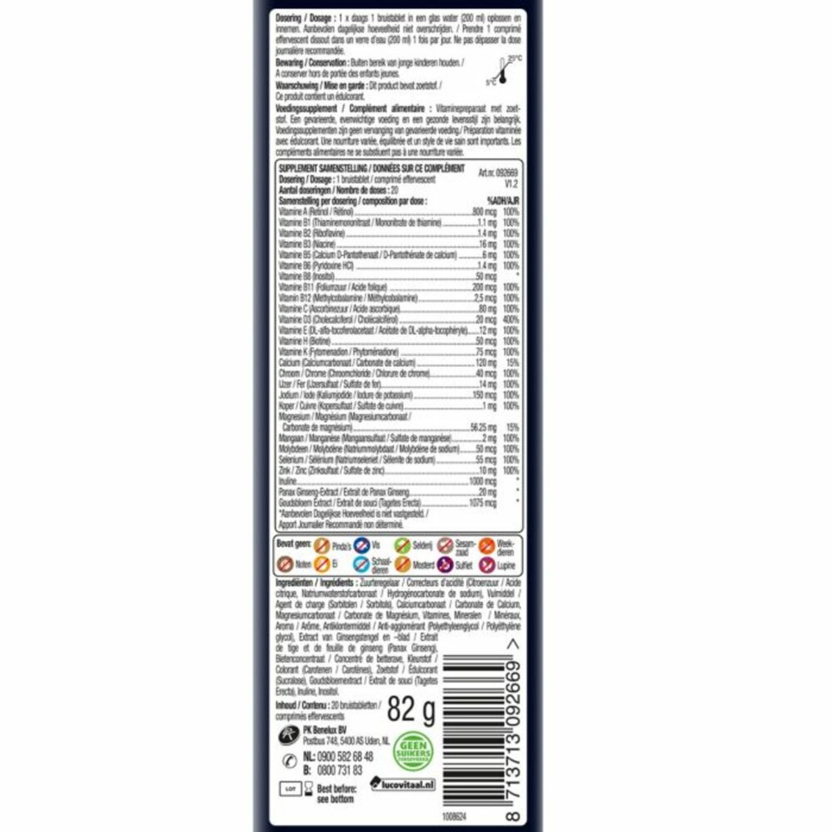 Goedkoopste 2x Lucovitaal Multi 65 Bruistabletten Mangosmaak 20 bruistabletten