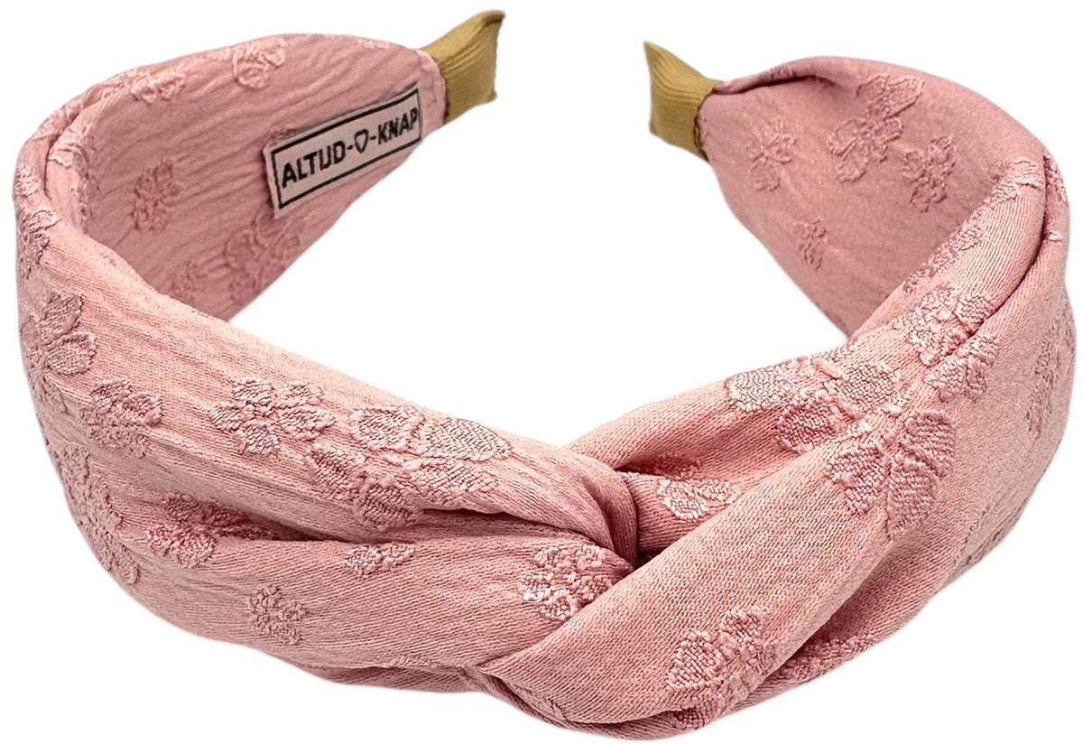 Altijd Knap - Haarband Luxurious Flowers Roze - Brede roze haarband met bloemen patroon
