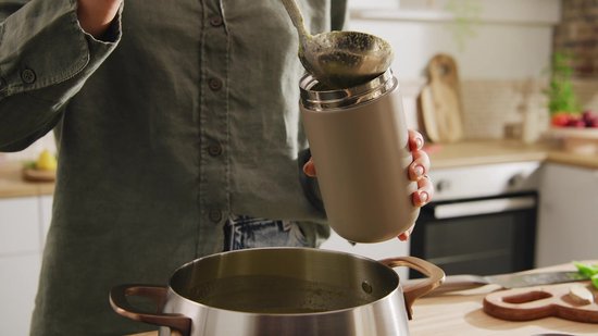 BergHOFF Home Nommie – Boîte à lunch Thermos 0 l – Boîte à lunch Thermos étanche – Garde au chaud ou au froid pendant 6 heures – Isolation à double paroi – Récipient alimentaire étanche – Acier inoxydable – Lavable au lave-vaisselle – Beige