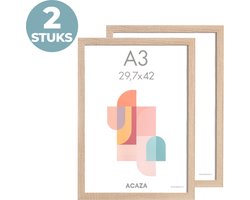 ACAZA Fotolijst - Fotokader - Fotolijst A3 - Fotokader A3 - 29,7 x 42 cm - Set van 2 - Hout - Lichte Eik