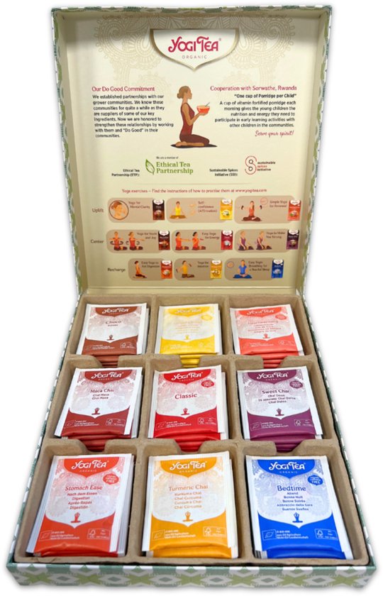 Yogi Tea Yoga Selection Cadeauset - 45 Biologische Theezakjes in 9 Verschillende Smaken, 100% biologische kruidenthee - Gift Box Bio 2023