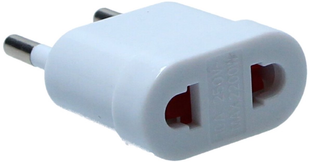 Bol.com Stekker Amerikaans naar Europa EU - verloopstekker wit - 2 pins US naar 2 pins aanbieding