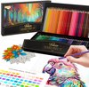 Joya Creative deluxe kleurpuntenset van 72 stuks in opbergdoos, met een hand die kleurt. Ook een kleurplaat van een papegaai en een kleuren tester sheet.