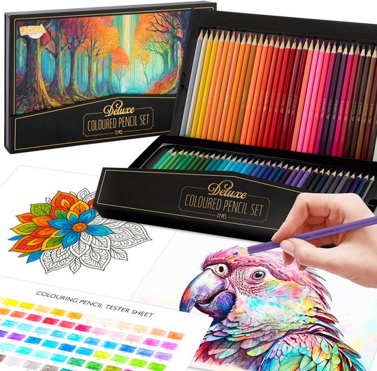 Professionele Kleurpotloden Set - 72 Stuks - Tekenset voor Volwassenen en Kinderen - in Luxe Opbergdoos met magneetsluiting