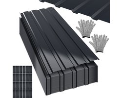 24 stuks Dakpanelen - 115 x 45 cm - Profielplaat SET incl. handschoenen - 12 m² - Muurplaat Dakplaat - Dikte 0,25 mm - Gevelbekleding - Grijs