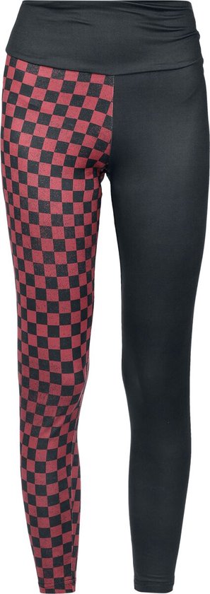 R.E.D. Rock-Engineered Design Zwarte legging met dambordpatroon - Dames - M