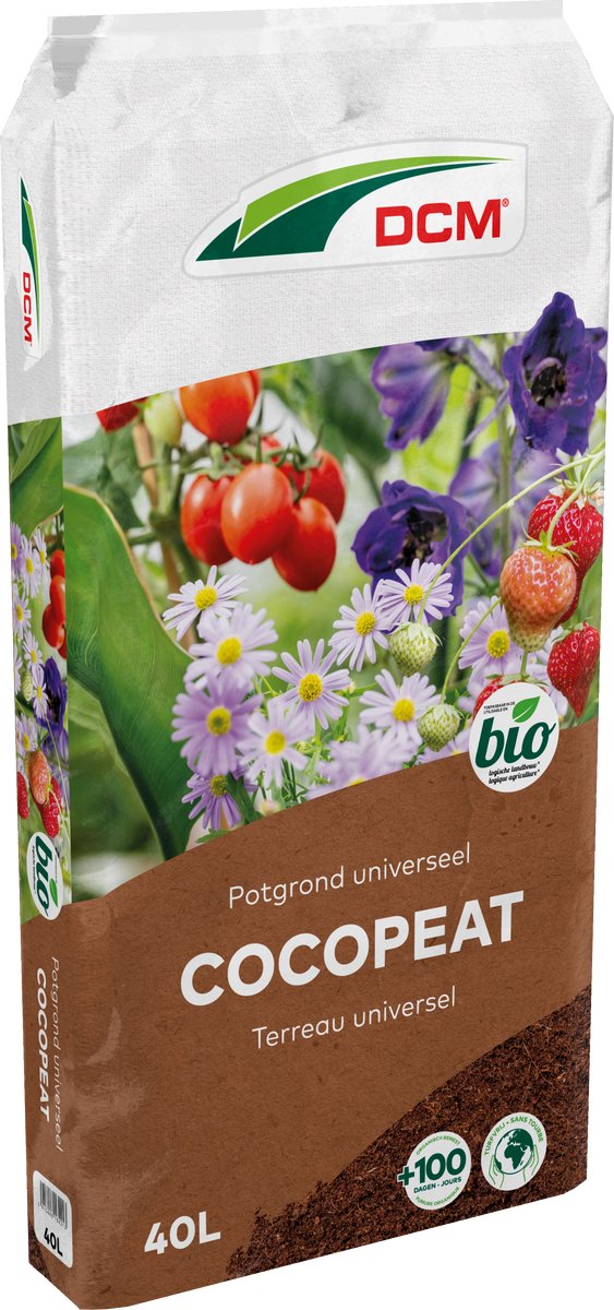 DCM Potgrond Cocopeat 40 L - Incl. 100 dagen voeding - Duurzame keuze - Toepasbaar in de biotuin - Kokos grond