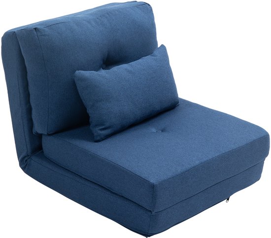 HOMCOM-Fauteuil-Lin-60x80x56cm- Blauw
