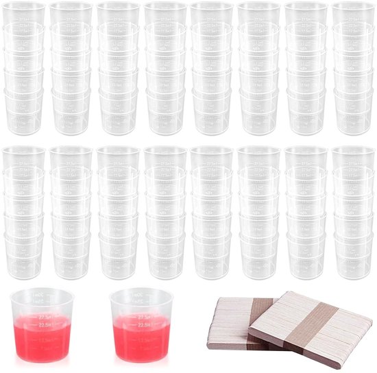Maatbekers - Plastic bakjes - Plastic bekers met een inhoud van 120ml - Compacte
