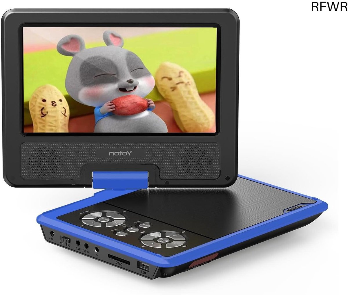 RFWR® Draagbare DVD-speler met 7,5 inch HD-scherm voor kinderen en auto - 4-6 uur batterijduur, synchronisatie met TV en ondersteuning voor USB/SD-kaart