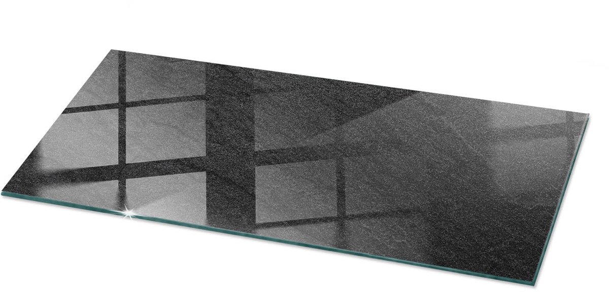 Tulup Tafelblad Glas - Natuursteen Textuur Glasplaat Tafel - 125 cm x 50 cm - Zwart Veiligheidsglas - Rechthoekig Tafelblad Glas - Glazen Tafelblad Geschikt voor de Keukentafel - Glazen Tafelblad