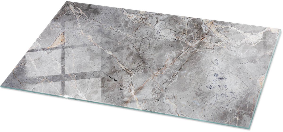 Tulup Tafelblad Glas - Natuurlijk Marmerpatroon Glazen Plaat - 140 cm x 70 cm - Grijs Glasplaat Tafel - Rechthoekig Tafelblad Glas - Glazen Tafelblad Geschikt voor de Keukentafel - Gehard Glas