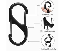 6 Stuks Karabijnhaak Sleutelhangers Met Dubbele Opening I Karabijnhaak I Musketonhaak I Carabiner I S Karabijn I Rits Vervanger I Zwart