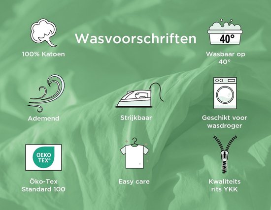 Wasvoorschriften: 100% Katoen, Ademend, Strijkbaar, Öko-Tex Standard 100, Easy care, Kwaliteits rits YKK. Wasbaar op 40°, geschikt voor wasdroger.