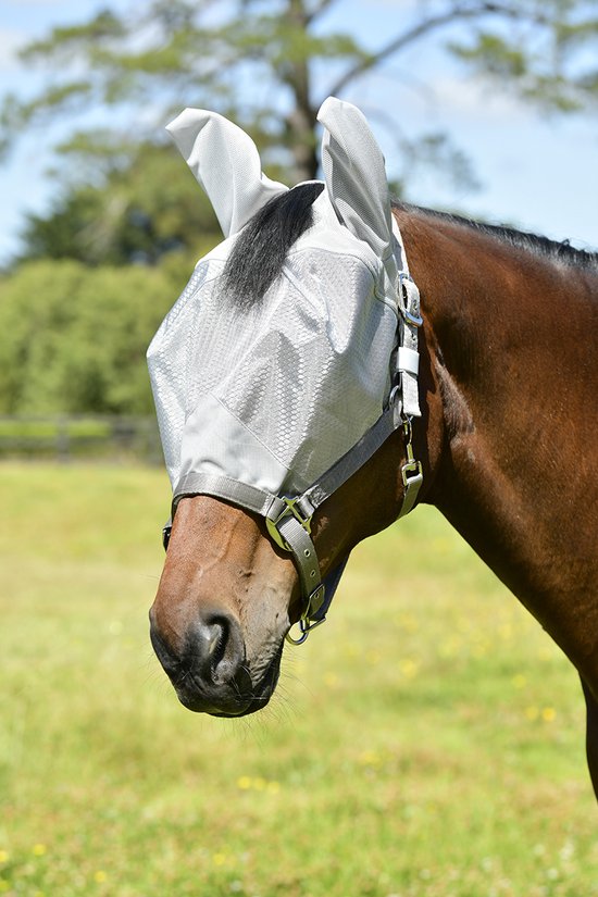 Weatherbeeta Vliegenmasker Weatherbeeta Comfitec Hexi Dual Shield Zilver - PONY Weatherbeeta Vliegenmasker Weatherbeeta Comfitec Hexi Dual Shield Zilver - PONY