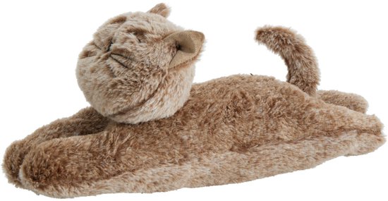 Excellent Houseware Deurstopper gewicht - dieren thema Katje - 1 kilo - bruin - 38 x 11 cm - dichte ogen - buiten/binnen deuren