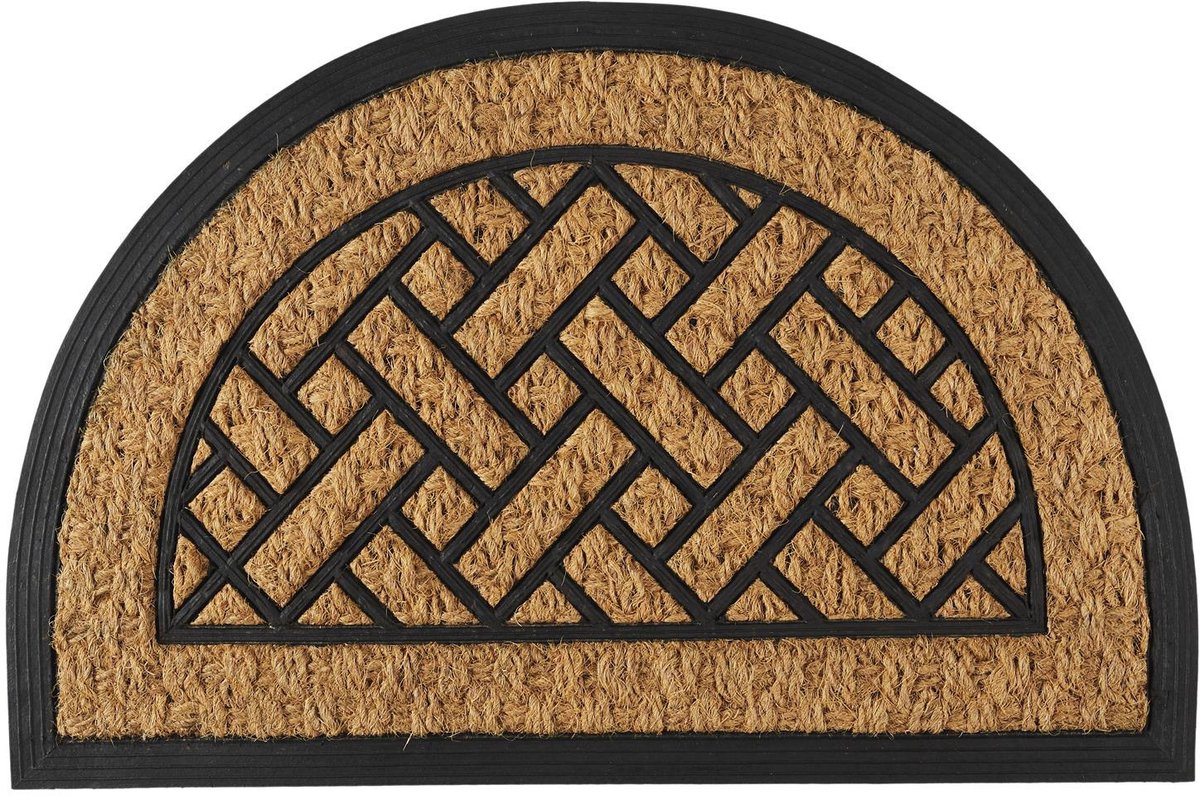 Home deco factory Deurmat Madrid - half rond - 40 x 60 cm - borstelmat - kokosvezel en rubber