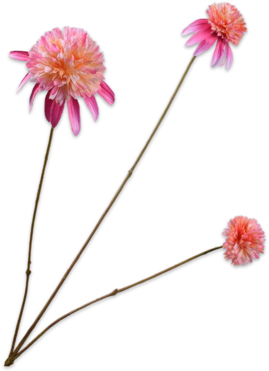 Silk-ka Kunstbloem-Zijde Bloemen Rudbeckia Tak Roze 65 cm Per 2 Stuks