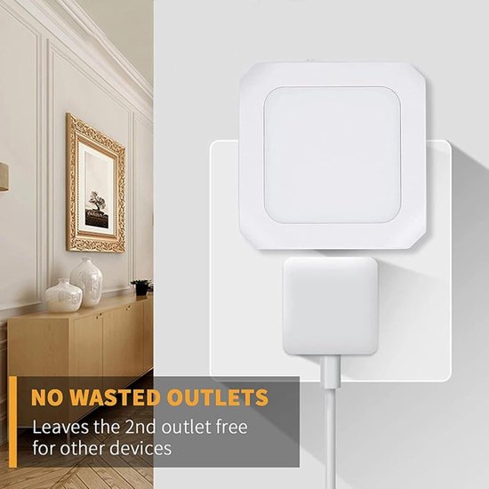Nachtlamp - ledlamp - LED-nachtlampjes voor in het stopcontact - 2 stuks - met automatische schemer- tot dageraadsensor - verstelbare warmwitte nachtlampjes - voor kinderkamers, slaapkamers, keuken, gangen van Ecomoods — afbeelding 3