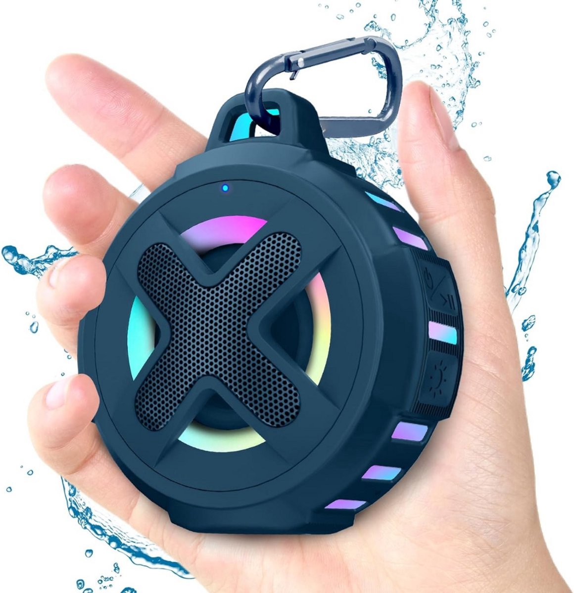 Thuys – Douche Speaker – Badkamer – Douche Speaker Bluetooth – 10cm x 9cm x 5cm – Zee Blauw