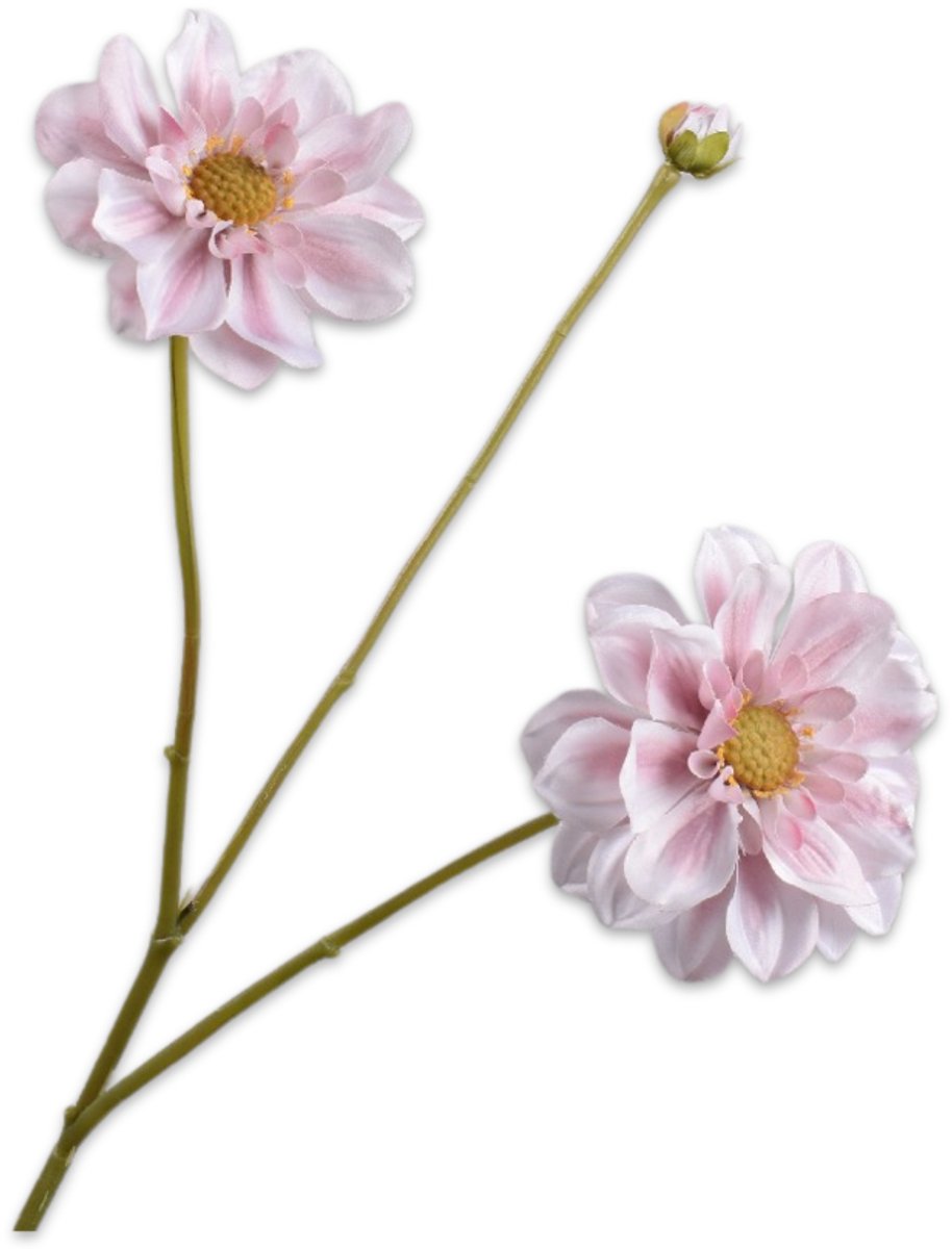 Silk-ka Kunstbloem-Zijden Bloem-Kunsttak Dahlia Steel Roze-Creme 75cm