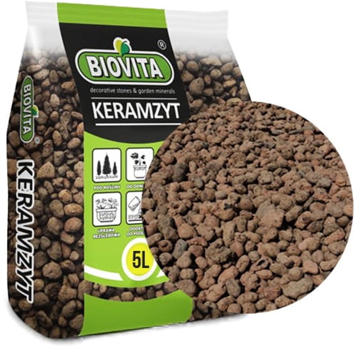 Biovita - Hydrokorrels - Geëxpandeerde Klei - 5 Liter - 8-16 mm - Voor Drainage & Hydroponie - Natuurlijk Product