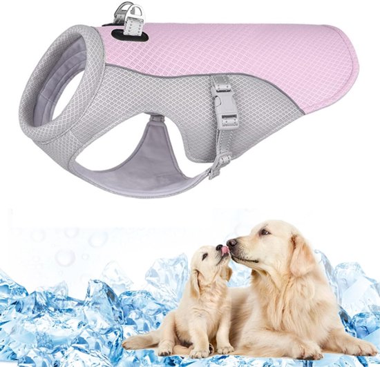 Koelvest voor honden (Roze, XL) - Koeljas Hond - Koelvest voor hond - Verkoeling Hond - Cooling Vest - Met Verstelbare D-ring - Ademende Mesh Hondenjas - UV-bescherming - Verkoelend Harnas - Buiten, Wandelen, Jagen, Wandelen, Zomer