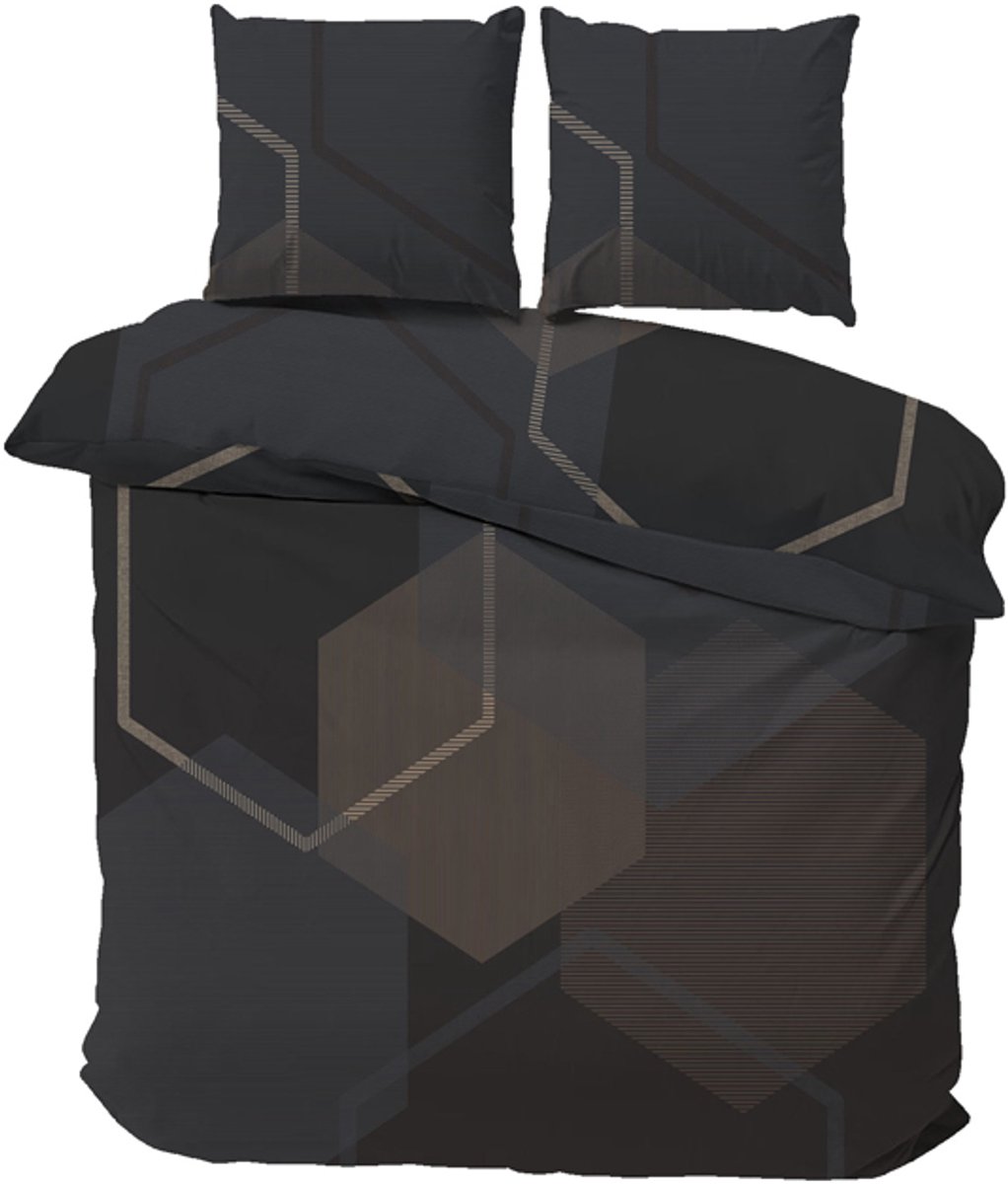 iSleep Dekbedovertrek Rico - Tweepersoons - 200x200/220 cm - Zwart