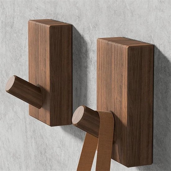 6 stuks - 3,5*3,5*5 cm - haak - houten wandhaken - aan de muur te bevestigen houten haken - stevige kledinghaak - decoratieve handdoekhaak - voor