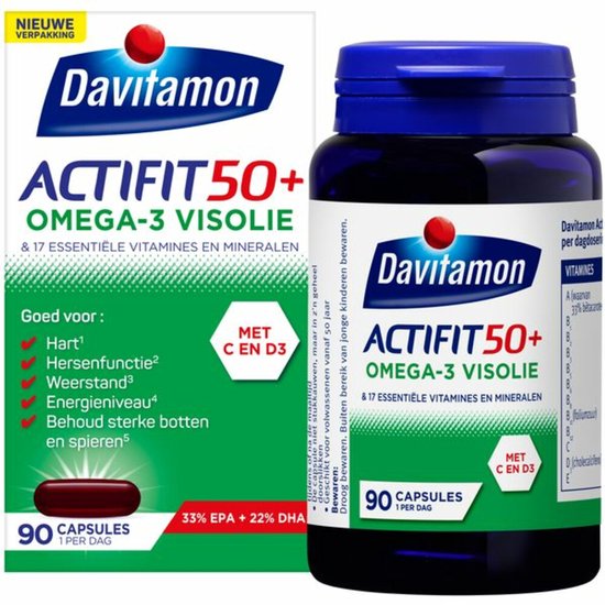 Davitamon Actifit 50+ Omega-3 Visolie - 2 x 90 capsules - Voordeelverpakking