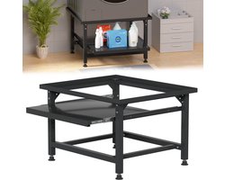 Wasmachine opbouwmeubel Zwart 150 kg belastbaar - 63x54x42cm - Wasmachine Verhoger Met uittrekbaar rek