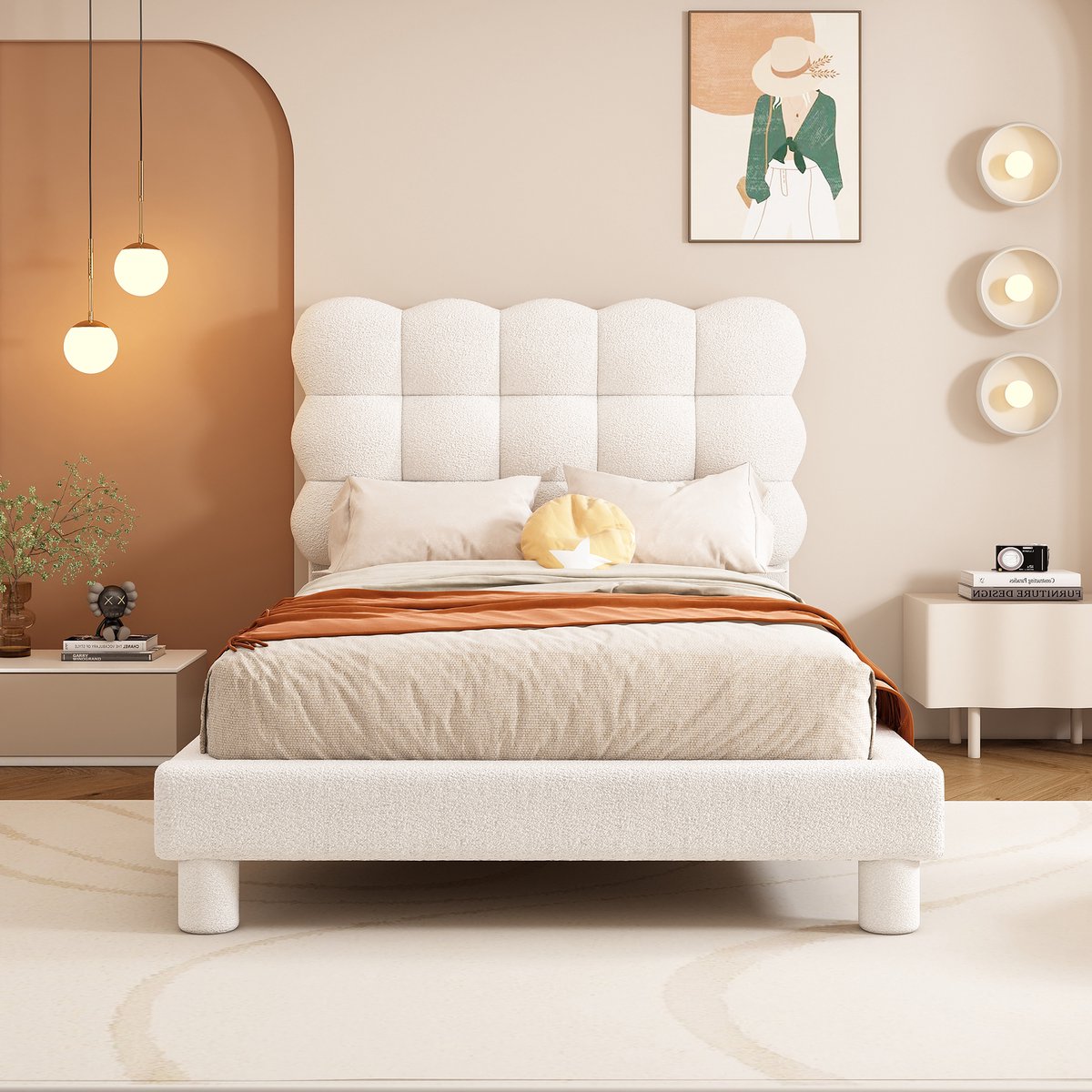 SINGULARITY Kinderbed-90*200 cm-Drievoudig verstelbaar hoofdeinde-Modieus Minimalistisch-Wit-Geen Matras