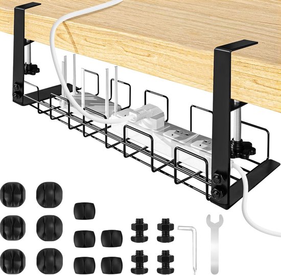 Chiluxendo Kabelorganizer voor het bureau, kabelopwikkeling, bureau, kabelopwikkeling onder de tafel, kabelmanagement voor kantoor, thuis (wit