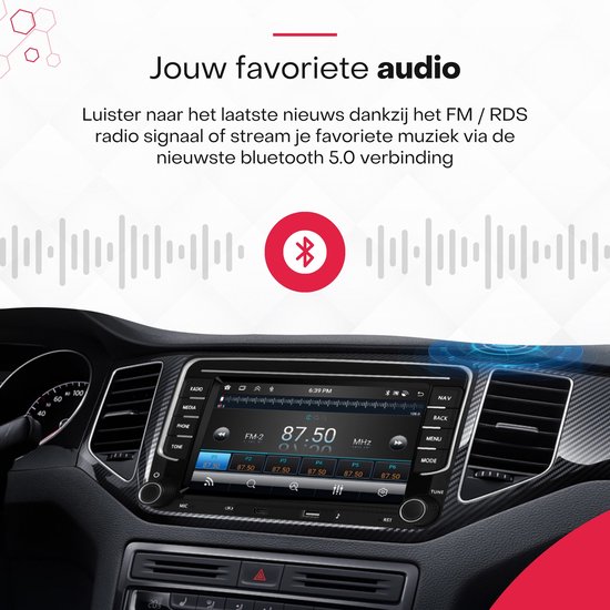 Boscer autoradio met favoriete audio via FM/RDS radio of bluetooth 5.0.