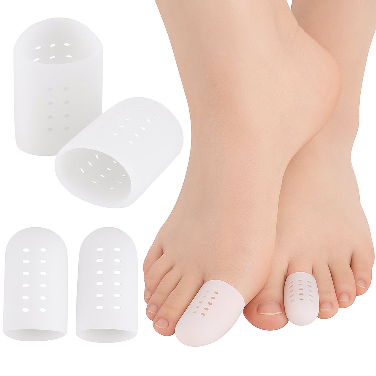 Goedkoopste Gel Teenbeschermer I Teenbeschermers I Teenkap I Polymeer I Met Gaten I Soft Gel I Maat M/L I Wit I 2 Stuks